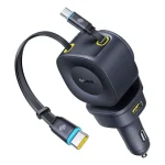 Baseus PrimeTrip VR2 Max autós gyorstöltő 100W, 3×USB Type-C + 1×USB Type-A, 2×automata behúzós kábel, fekete - Image 5