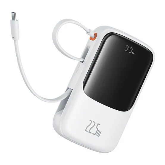 Baseus Qpow Pro+ gyorstöltő powerbank 10000 mAh, 22.5W, beépített USB Type-C kábel, fehér - Image 4