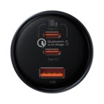 Baseus Qualcomm Quick Charge 5 autós gyorstöltő 160W, USB Type-A + 2×USB Type-C, fekete + 100W USB Type-C, 1m kábel - Image 3