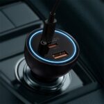 Baseus Qualcomm Quick Charge 5 autós gyorstöltő 160W, USB Type-A + 2×USB Type-C, fekete + 100W USB Type-C, 1m kábel - Image 5