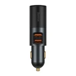 Baseus Share Together autós gyorstöltő, 60W, 2×USB Type-A + szivargyújtó kimenet, szürke