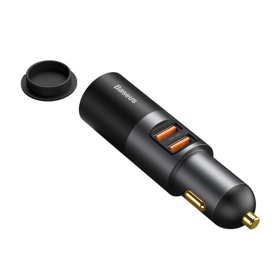 Baseus Share Together autós gyorstöltő, 60W, 2×USB Type-A + szivargyújtó kimenet, szürke - Image 2