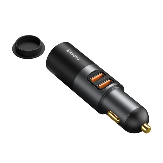 Baseus Share Together autós gyorstöltő, 60W, 2×USB Type-A + szivargyújtó kimenet, szürke - Image 2