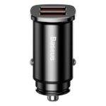 Baseus Square Metal autós gyorstöltő 30W, 2×USB Type-A, fekete
