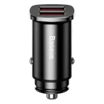 Baseus Square Metal autós gyorstöltő 30W, 2×USB Type-A, fekete