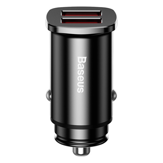 Baseus Square Metal autós gyorstöltő 30W, 2×USB Type-A, fekete - Image 1