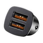 Baseus Square Metal autós gyorstöltő 30W, 2×USB Type-A, fekete - Image 2