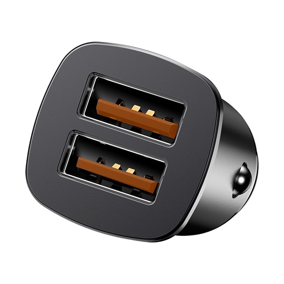 Baseus Square Metal autós gyorstöltő 30W, 2×USB Type-A, fekete - Image 2