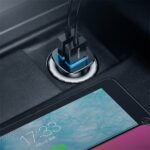 Baseus Square Metal autós gyorstöltő 30W, 2×USB Type-A, fekete - Image 4