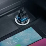 Baseus Square Metal autós gyorstöltő 30W, 2×USB Type-A, fekete - Image 4