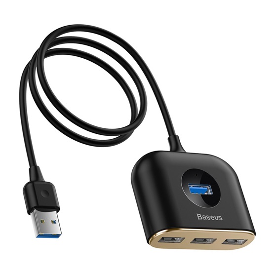 Baseus Square Round 4-in-1 USB Type-A HUB dokkoló állomás, 1 m, fekete - Image 1