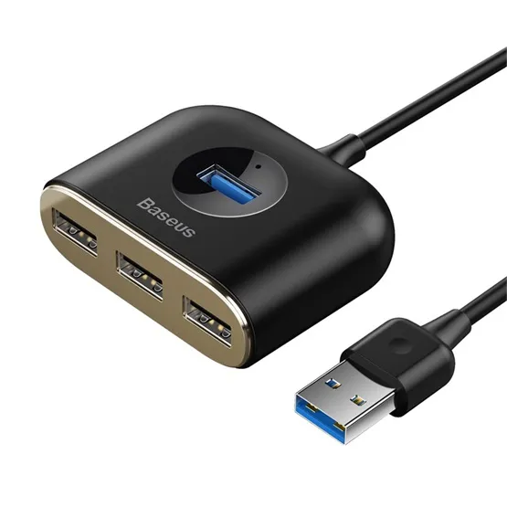 Baseus Square Round 4-in-1 USB Type-A HUB dokkoló állomás, 1 m, fekete - Image 2