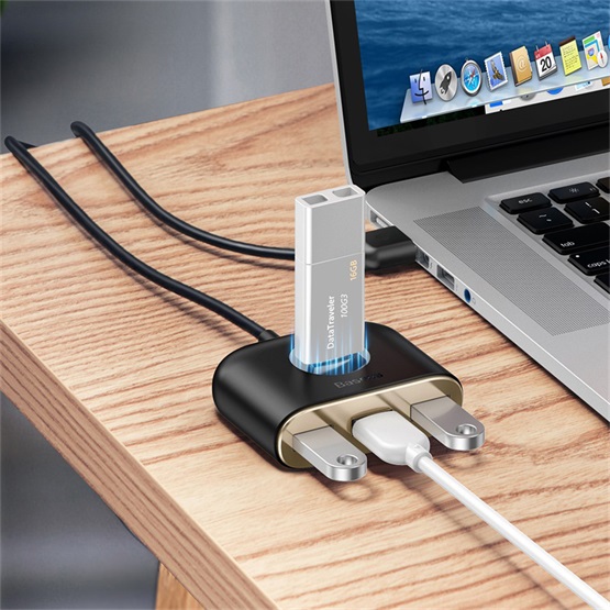 Baseus Square Round 4-in-1 USB Type-A HUB dokkoló állomás, 1 m, fekete - Image 5
