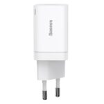 Baseus Super Si Pro hálózati gyorstöltő 30W, USB Type-C + USB Type-A, fehér