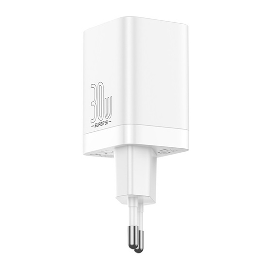 Baseus Super Si Pro hálózati gyorstöltő 30W, USB Type-C + USB Type-A, fehér - Image 3