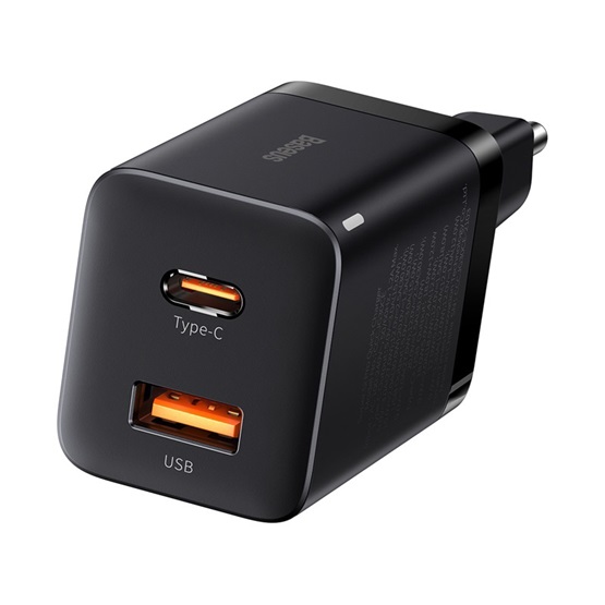 Baseus Super Si Pro hálózati gyorstöltő 30W, USB Type-C + USB Type-A, fekete - Image 2