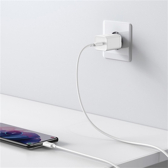 Baseus Super Si hálózati gyorstöltő 25W, USB Type-C, fehér + 3A USB Type-C, 1m kábel - Image 6