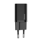 Baseus Super Si hálózati gyorstöltő 25W, USB Type-C, fekete + 3A USB Type-C, 1m kábel - Image 2