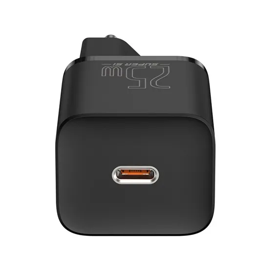 Baseus Super Si USB-C hálózati gyorstöltő 25W USB-C/USB-C kábellel Black - Image 3