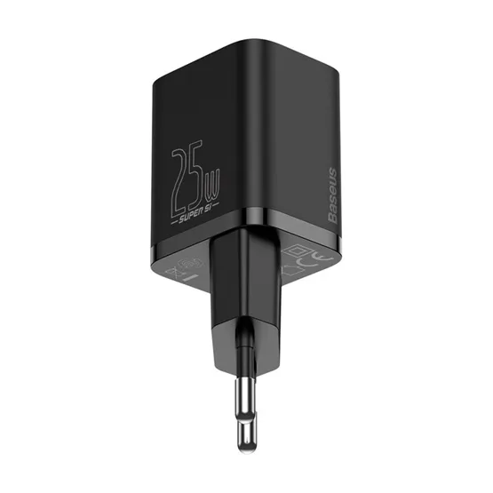 Baseus Super Si USB-C hálózati gyorstöltő 25W USB-C/USB-C kábellel Black - Image 5