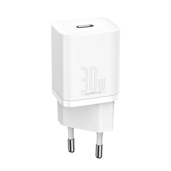 Baseus Super Si hálózati gyorstöltő 30W, USB Type-C, fehér - Image 2