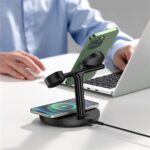 Baseus Swan 3-in-1 vezeték nélküli töltő állvány 20W, fekete + 3A USB Type-A – USB Type-C, 1m kábel - Image 6