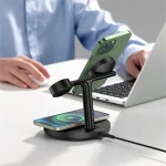 Baseus Swan 3-in-1 vezeték nélküli töltő állvány 20W, fekete + 3A USB Type-A – USB Type-C, 1m kábel - Image 6