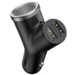 Baseus Y Type autóstöltő 17W, 2×USB Type-A + szivargyújtó kimenet, fekete - Image 3