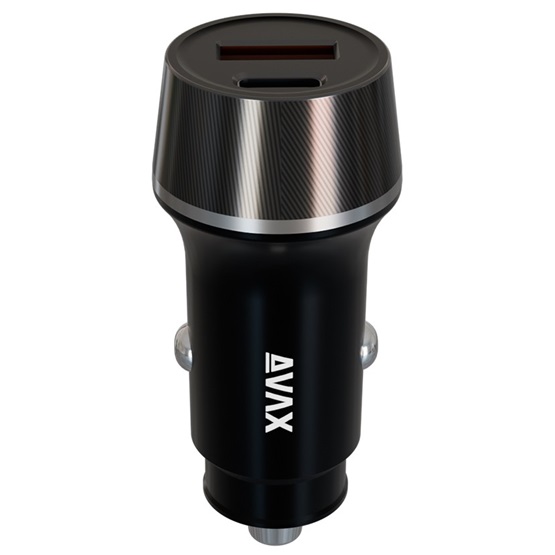 CHG AVAX CC304B CARLY USB-C (PD3.0)+USB-A (QC) 38W autós töltő, fekete - Image 1