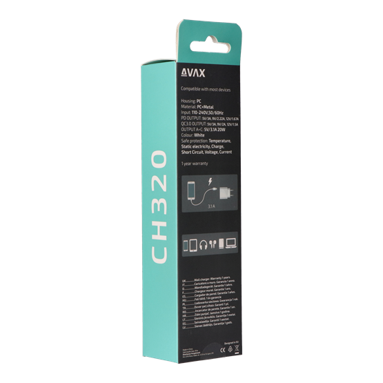 CHG AVAX CH320 SPEEDY Hálózati fali töltő USB + Type C, 20W - Image 5