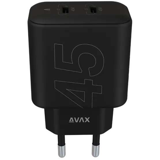 CHG AVAX CH602B SPEEDY+ 2x Type C  (PD) 45W gyors hálózati töltő, fekete