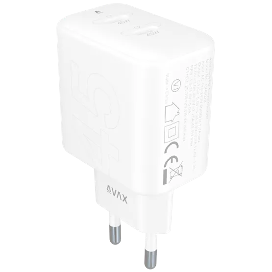 CHG AVAX CH602W SPEEDY+ 2x Type C  (PD) 45W gyors hálózati töltő, fehér - Image 5