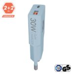 CHG AVAX CH641LB NANO SLIM 30W töltő adapter USB-C (PD3.0)+USB-A (QC3.0), világoskék - Image 3