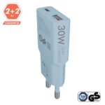 CHG AVAX CH641LB NANO SLIM 30W töltő adapter USB-C (PD3.0)+USB-A (QC3.0), világoskék - Image 4