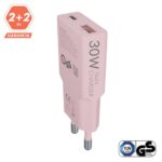 CHG AVAX CH641P NANO SLIM 30W töltő adapter USB-C (PD3.0)+USB-A (QC3.0), rózsaszín - Image 4