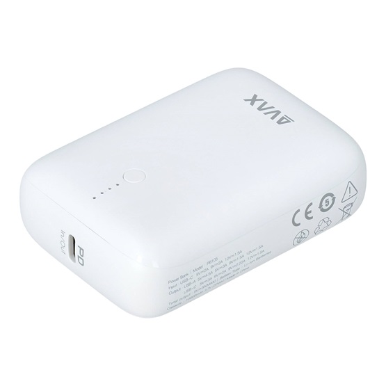CHG AVAX PB105W MINI PD/Type-C 20W gyorstöltő Powerbank 10.000mAh, fehér - Image 5