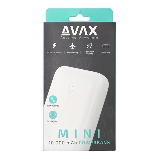 CHG AVAX PB105W MINI PD/Type-C 20W gyorstöltő Powerbank 10.000mAh, fehér - Image 7
