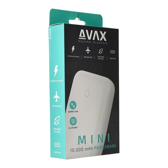 CHG AVAX PB105W MINI PD/Type-C 20W gyorstöltő Powerbank 10.000mAh, fehér - Image 12