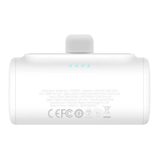 Baseus Compact gyorstöltő powerbank 5000 mAh, 20W USB Type-C csatlakozóval, fehér - Image 5