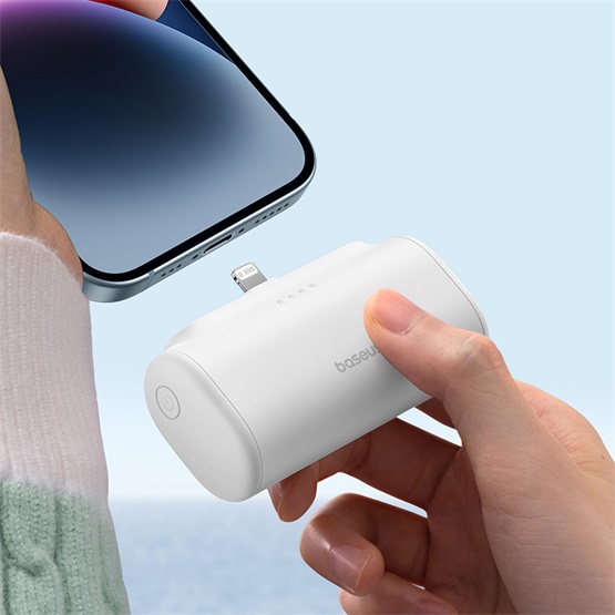 CHG Baseus Compact gyorstöltő powerbank 5000 mAh, 20W iPhone csatlakozóval, fehér - Image 6