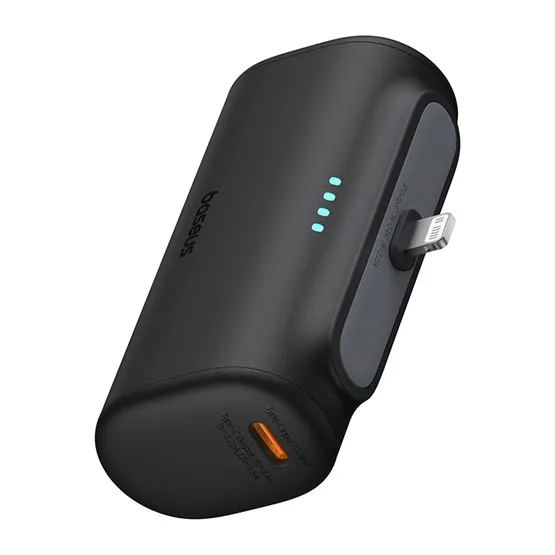 Baseus Compact gyorstöltő powerbank 5000 mAh, 20W iPhone csatlakozóval, fekete - Image 4