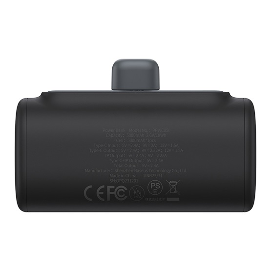 CHG Baseus Compact gyorstöltő powerbank 5000 mAh, 20W iPhone csatlakozóval, fekete - Image 5