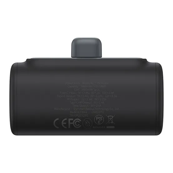 Baseus Compact gyorstöltő powerbank 5000 mAh, 20W iPhone csatlakozóval, fekete - Image 5