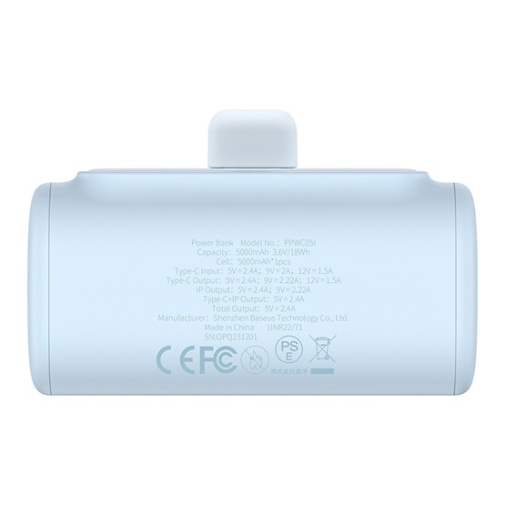 CHG Baseus Compact gyorstöltő powerbank 5000 mAh, 20W iPhone csatlakozóval, kék - Image 5