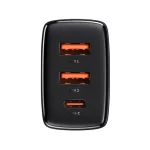 Baseus Compact hálózati gyorstöltő 30W, 2×USB Type-A + USB Type-C, fekete - Image 3