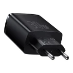 Baseus Compact hálózati gyorstöltő 30W, 2×USB Type-A + USB Type-C, fekete - Image 4