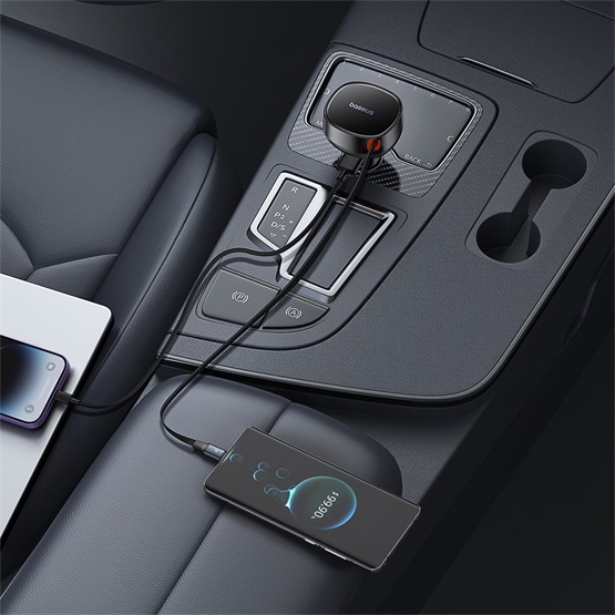 CHG Baseus Enjoyment Pro autós gyorstöltő 60W, USB Type-A + USB Type-C automata behúzós kábel, fekete - Image 6