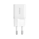 Baseus GaN5 Mini hálózati gyorstöltő 25W, USB Type-C, fehér + 100W USB Type-C, 1m kábel