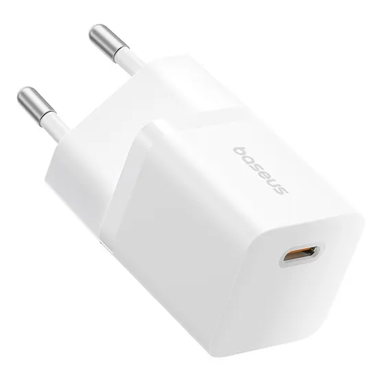 Baseus GaN5 Mini hálózati gyorstöltő 25W, USB Type-C, fehér + 100W USB Type-C, 1m kábel - Image 3