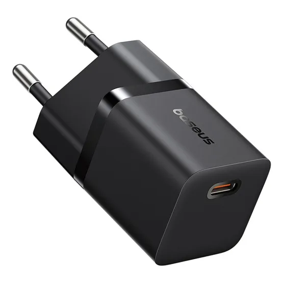Baseus GaN5 Mini hálózati gyorstöltő 25W, USB Type-C, fekete + 100W USB Type-C, 1m kábel - Image 3